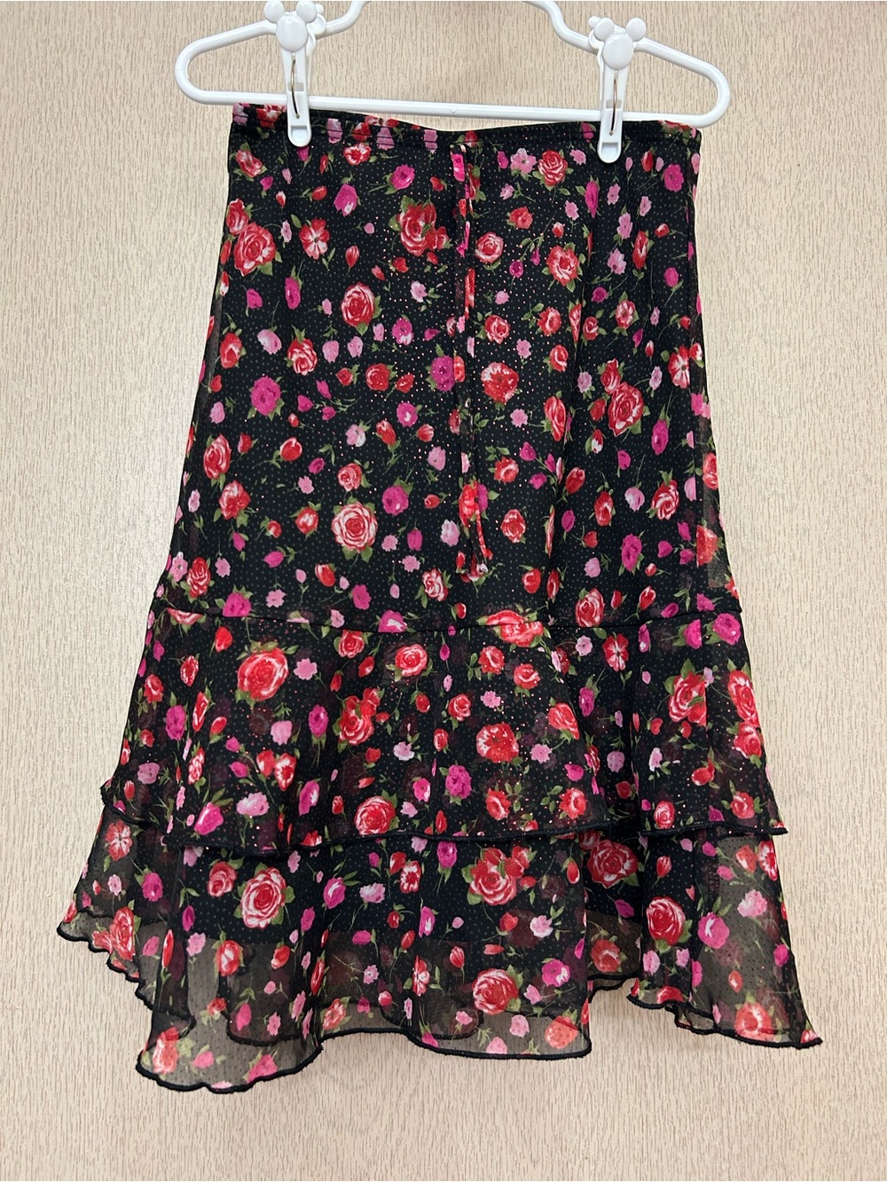 Vintage Byer California Mini Rose Print Skirt - Size 6X